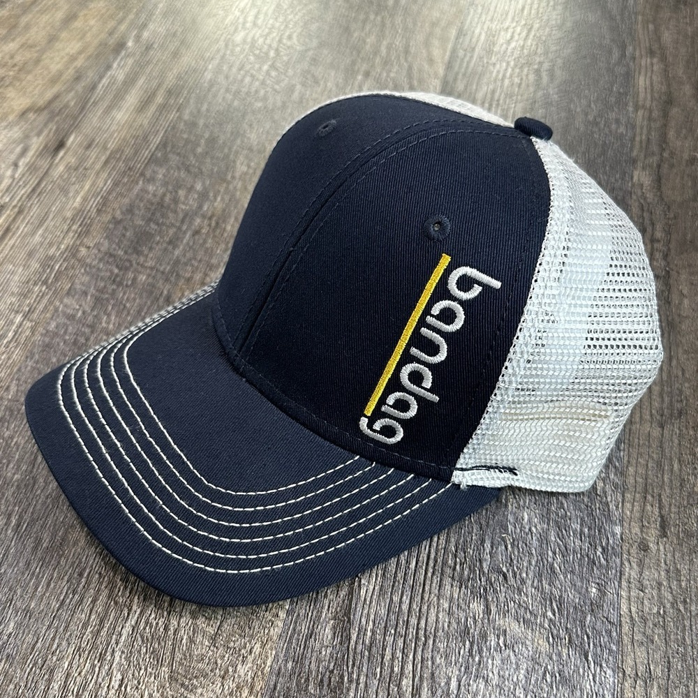 Bandag Tires Embroidered Curved Bill Snapback Hat Cap Navy Blue White Mesh OS